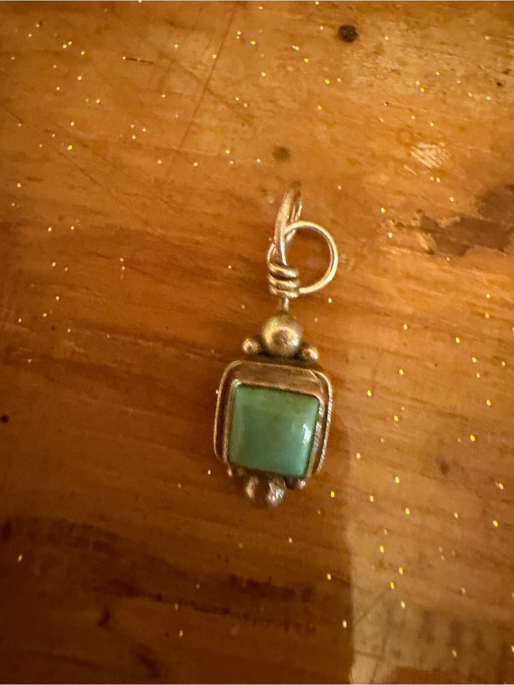 Sterling Silver Turquoise Square Pendant or charm